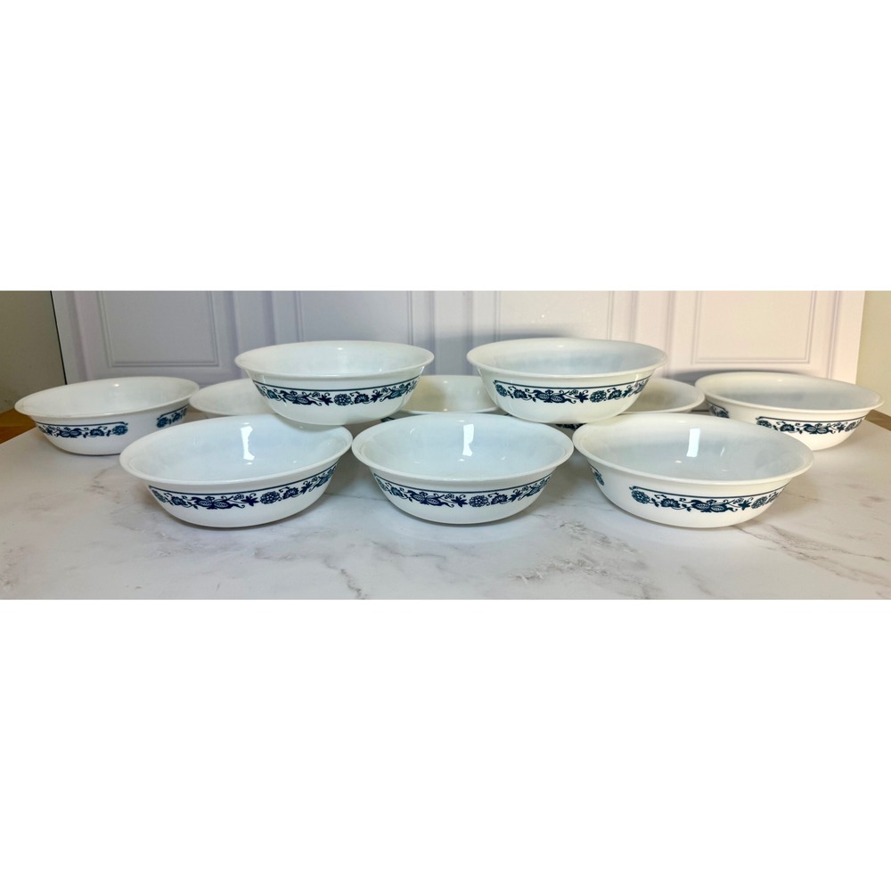 Corelle Old Town Blue Cereal Bowls Set of 10 Vitrelle Blue Onion Floral Vintage